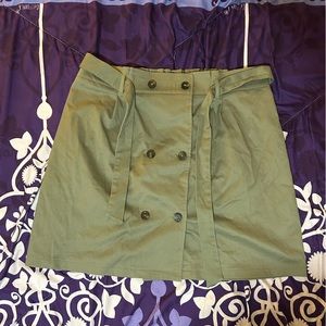 Plus Green Tie Mini Skirt